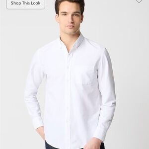 J.Crew Factory Mercantile Slim Flex Oxford Shirt Men's White Button-Up Shirt